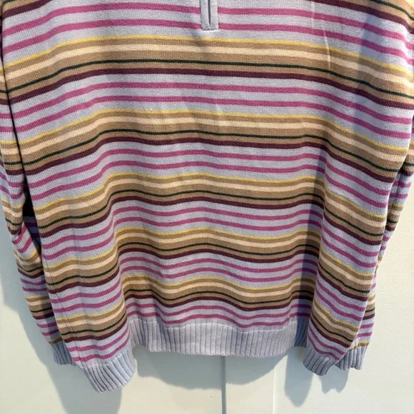 Lacoste 100% Cotton Striped 1/4 Quarter Zip Sweater Men XXL (7) Pastel Y2K Prep - Picture 4 of 12